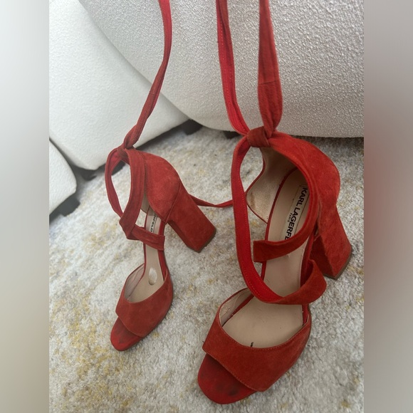 Red Karl lagerfeld tie up sandals - Picture 9 of 12
